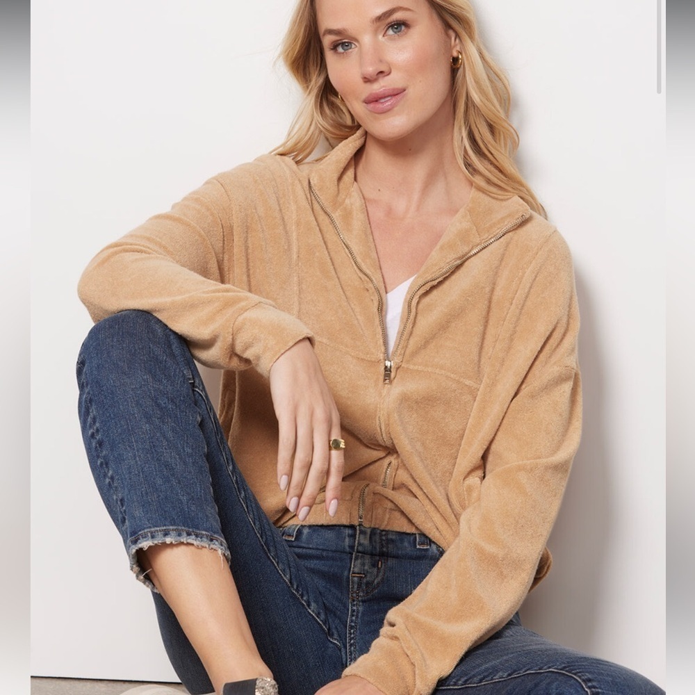 Evereve Monrow Terry Cloth‎ Track Zip Up XS